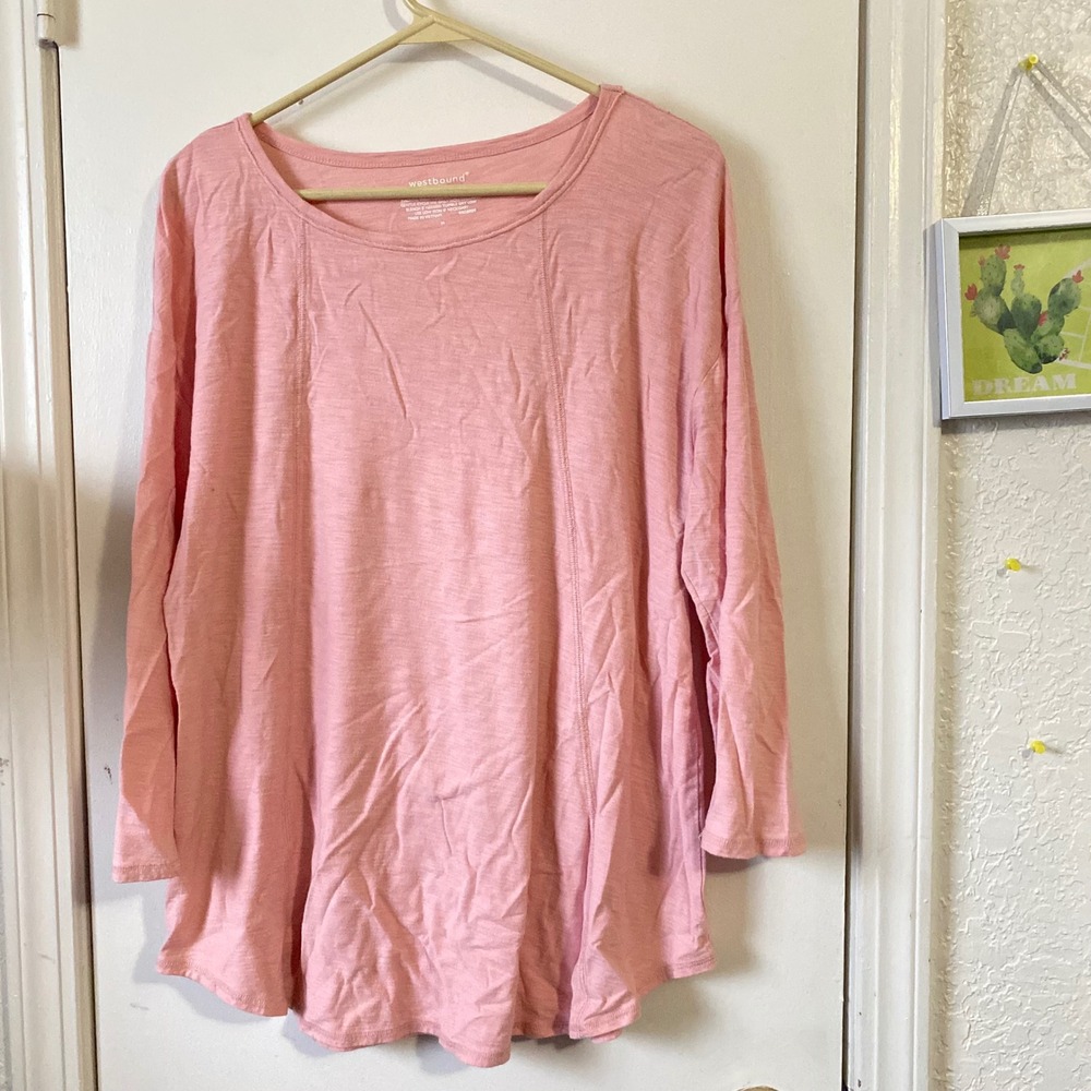 Westbound Women's Long Sleeve Top Pink Round Neck Knit‎ Casual